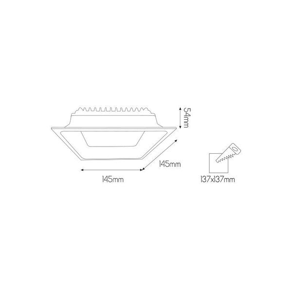 Fantasia MICRA SQ recessed spot 15W LED dimmable 3000K 1200lm diam 14,