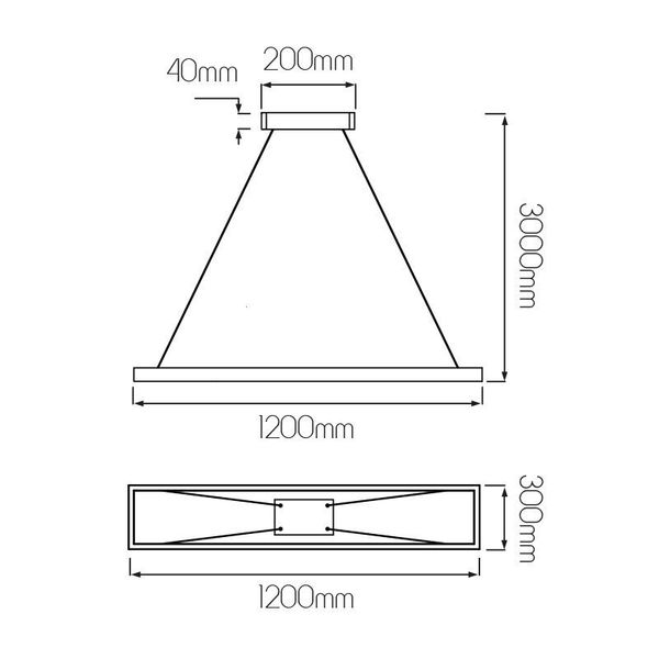 Fantasia GURI pendant 30x120cm 53W 3000K black dimmable