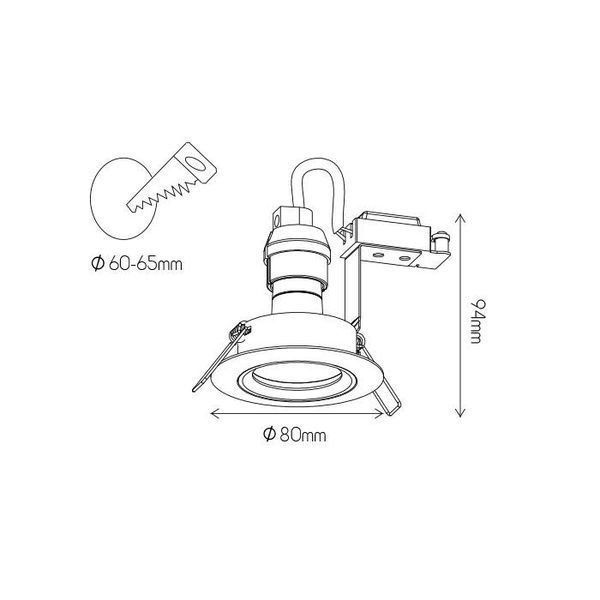 Fantasia SATURN fixed downlight GU10 (excl. bulb) mat white 80mm