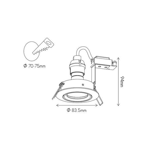 Fantasia SATURN directionable downlight GU10 (excl. bulb) white 83mm