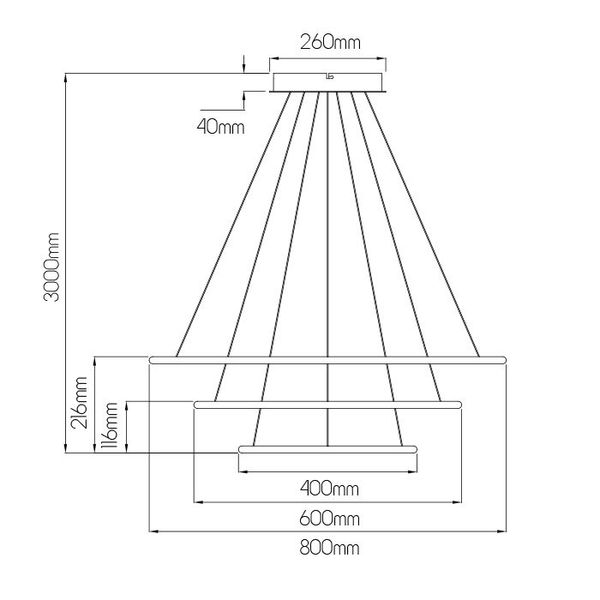 Fantasia ANNU Pendant 3 rings  99W 3465Lm SMD 3000K dimm ø800+600+400mm black