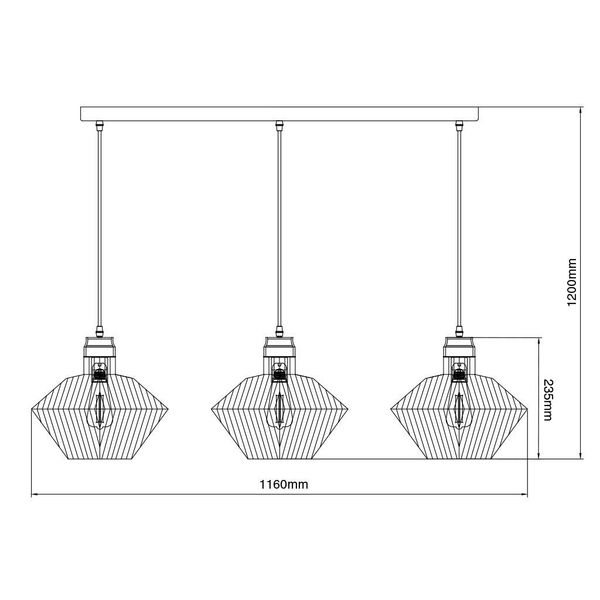 Fantasia SHURU 3x E27 pendel zwart + koper balk