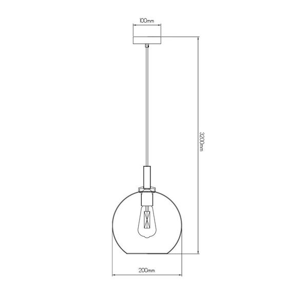 Fantasia OSIRA Pendel E27 Zwart + goud, amber glas Ø200mm