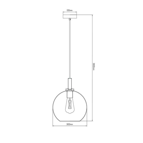 Fantasia OSIRA Pendel E27 Zwart + goud, amber glas Ø300mm