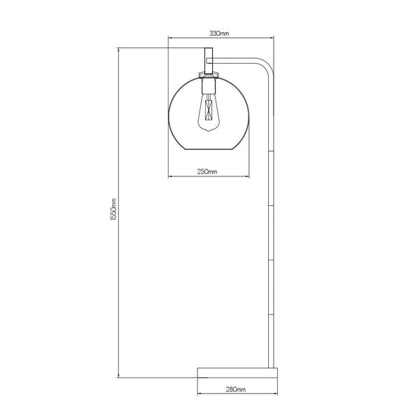 Fantasia OSIRA Vloerlamp E27 Zwart + goud, amber glas Ø250mm