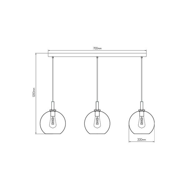 Fantasia OSIRA Pendel E27 3L Zwart, helder glas 3x Ø200mm