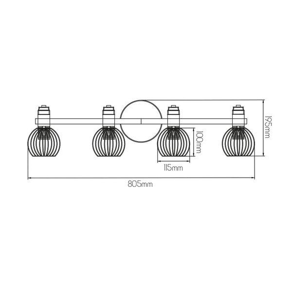 Fantasia RAGA Plafond licht balk 4x zwart / brons