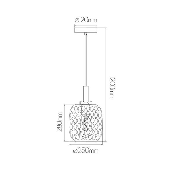 Fantasia OKIRU Pendel E27 Zwart + as grijs glas Ø250mm