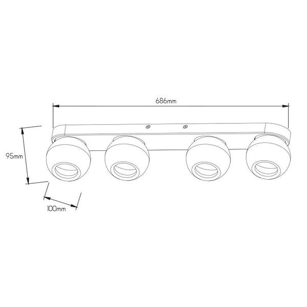 Fantasia TRITON 4L balk, GU10 (excl) zwart / brons