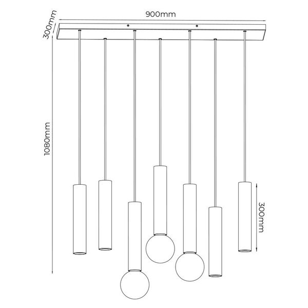 Fantasia TABOO pendel 7L 4xGU10 (excl) 3xE27 (excl) zwart + geborsteld brons