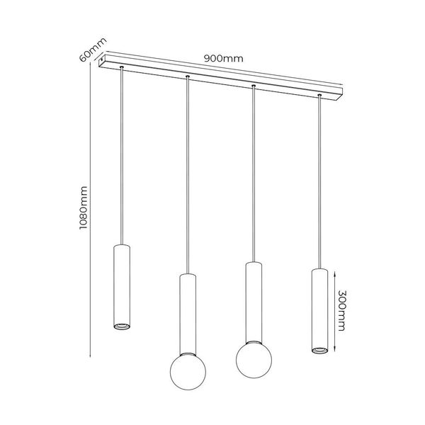 Fantasia TABOO pendel 4L 2xGU10 (excl) 2xE27 (excl) zwart + geborsteld goud