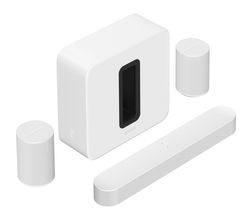 Premium meeslepende set Beam (Gen 2)  + Sub (Gen 3) + 2x Era 100 White Sonos