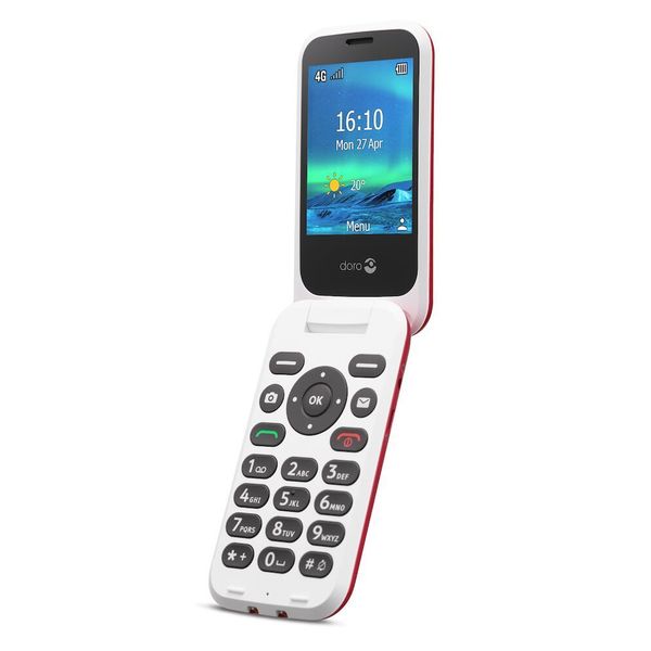 Doro 6880 Eenvoudige Klaptelefoon 4G (Rood-Wit)