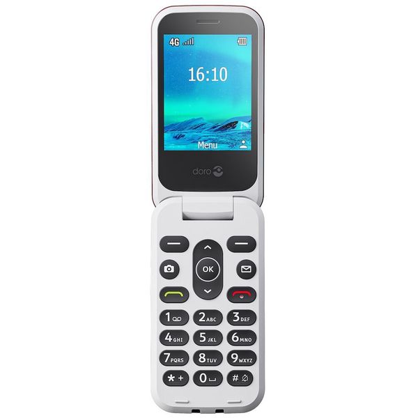 Doro 2820 Gebruiksvriendelijke mobiele 4G-telefoon met groot beeldscherm rood/wit