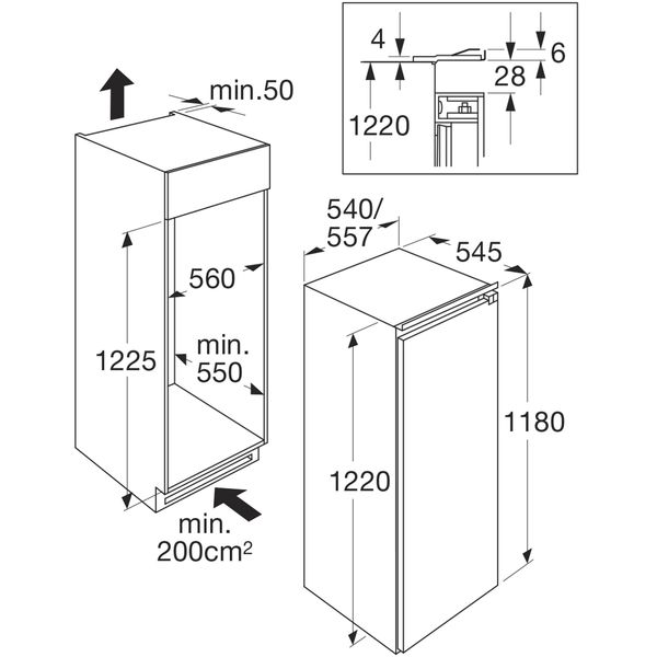 KD63122A Inbouw koelkast 122cm 