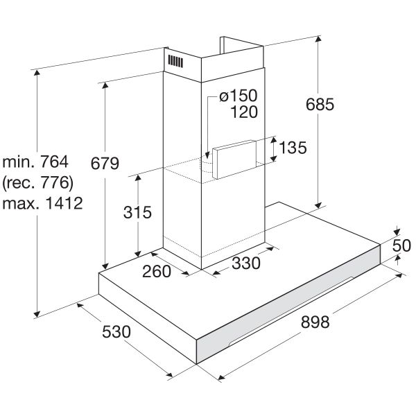 WS90212MX WANDAFZUIGKAP 90CM M.MOTOR ATA 