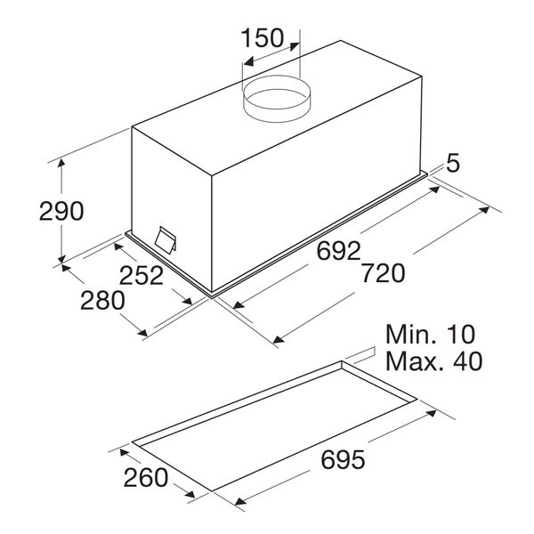 Inbouwunit (70 cm) WU7092BM 