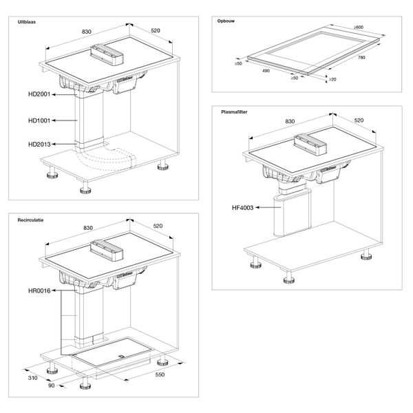 Elevate™ inductiekookplaat met geïntegreerde afzuiging, zwart (83 cm) HIDD28471SV 