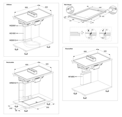 Table de cuisson à induction Elevate™ avec extraction intégrée, encastré noir mat (83 cm) HIDD28472SVI  Atag