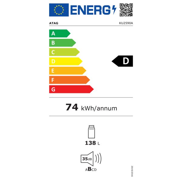 Réfrigérateur sous plan sans compartiment congélateur KU2590A 