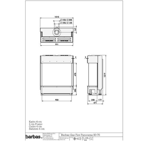 Gas Fire Panorama 90-70  Barbas