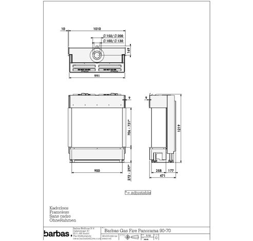 Gas Fire Panorama 90-70  Barbas