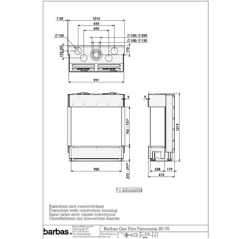 Gas Fire Panorama 90-70  Barbas