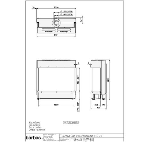 Gas Fire Panorama 110-70  Barbas