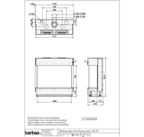 Gas Fire Panorama 110-70  Barbas