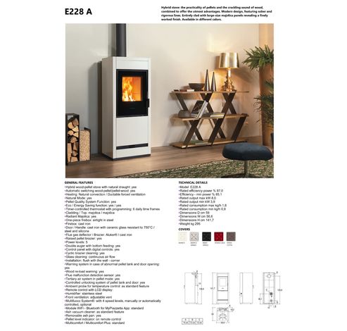 E228 C canapa senza bocchetta frontale rear flue outlet  Piazzetta