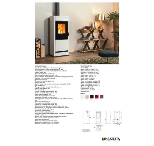 E228 C rosso lava senza bocchetta frontale rear flue outlet  Piazzetta