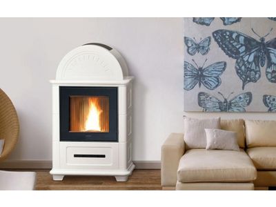 Stubotto C Cupola e fianchi Bianco Antico. Zonder ventilatie vooraan, Anelli, decori su cupola e fianchi Verde Mirto