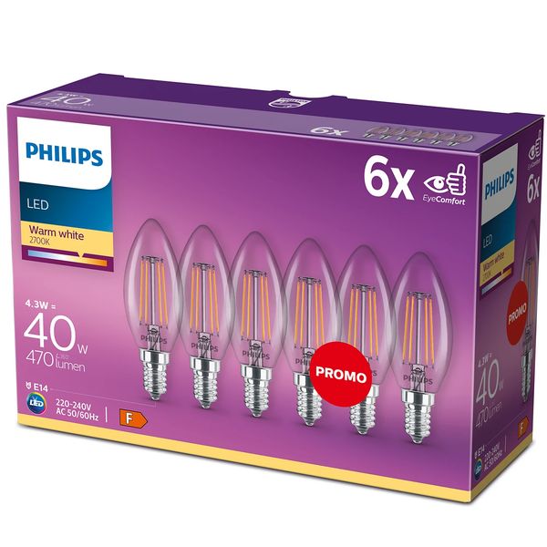 Philips Lighting LED kaarslampE14 B35 4W-40W WW (6pcs)     