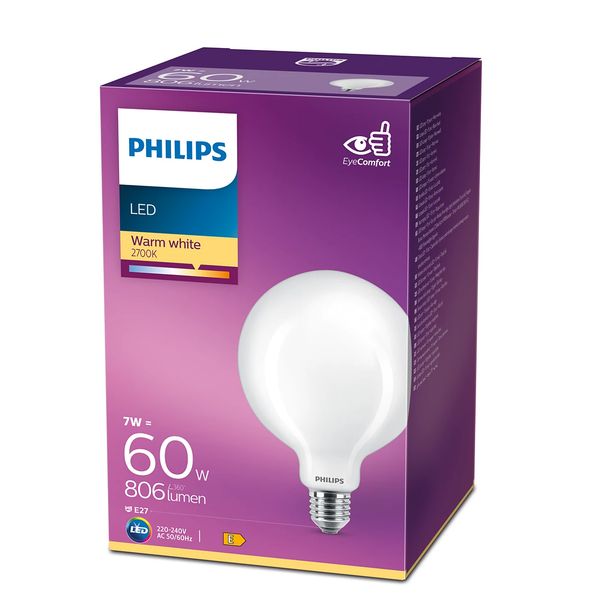 Philips Lighting LED-lamp Classic E27 G120 7W-60W WW           