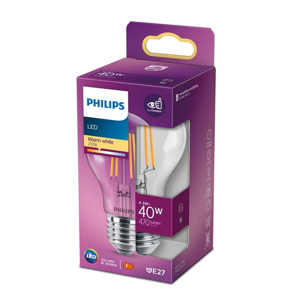 Philips Lighting LED-lamp Classic Filament E27 A60 4,3W-40W    