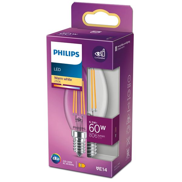 Philips Lighting LED kaarslamp Filament E14 B35 6,5W-60W    