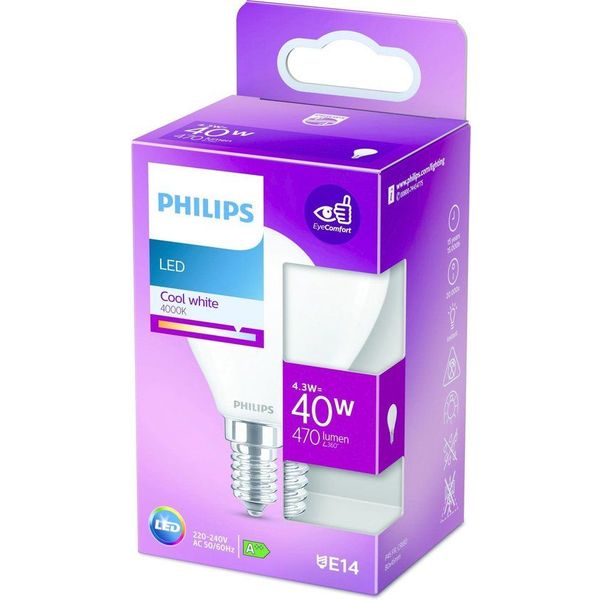 Philips Lighting LED-lamp Classic E14 P45 4,3W-40W CW          