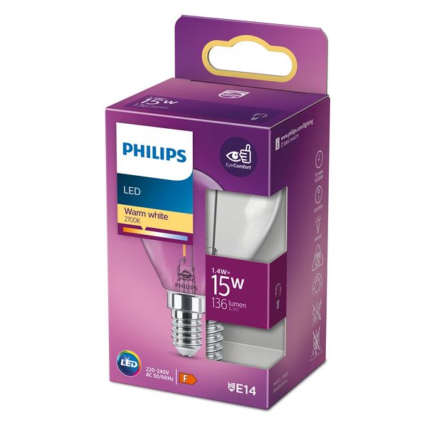 Philips Lighting LED kogellamp Filament E14 P45 1,4W-15W    