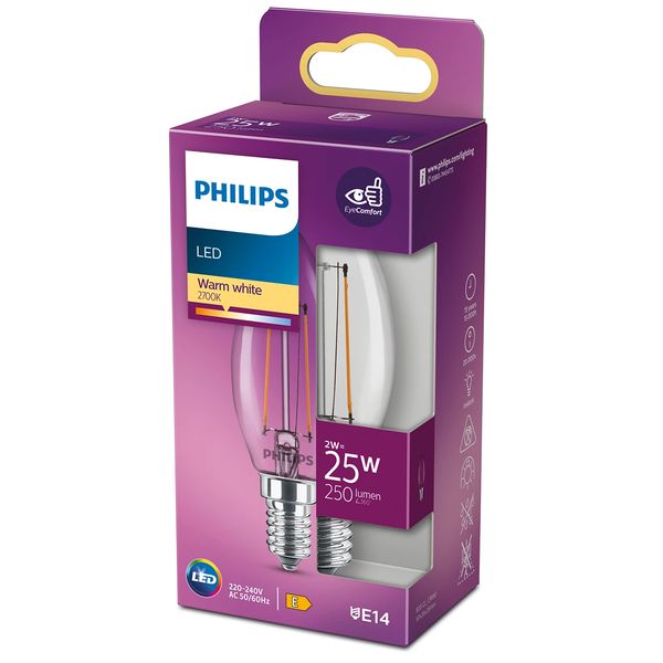 Philips Lighting LED kaarslamp Filament E14 B35 2W-25W      