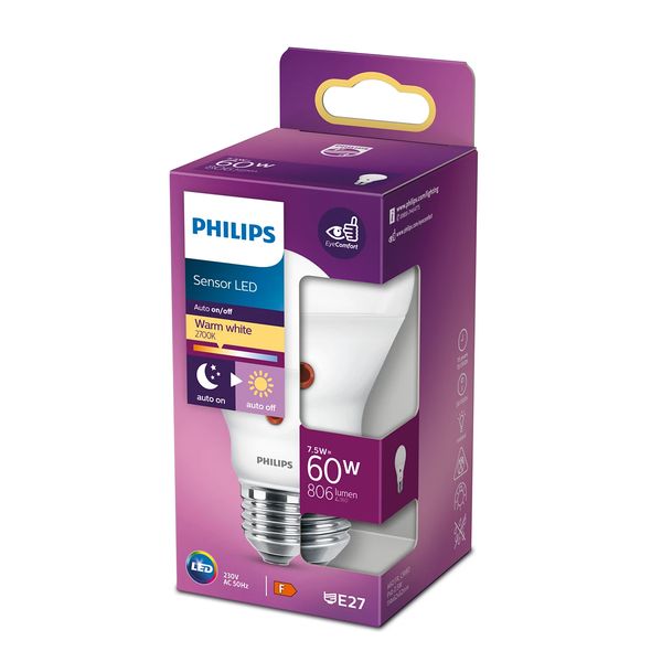 Philips Lighting LED-lamp E27 A60 7,5W-60W Warmwit Sensor   