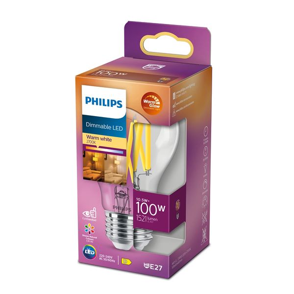 Philips Lighting LED-lamp filament E27 A60 10,5W-100W Dimbaar