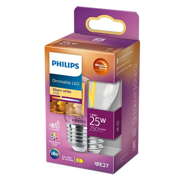 Philips Lighting LED kogellamp Fil E27 P45 1,8W-25W Dimbaar 