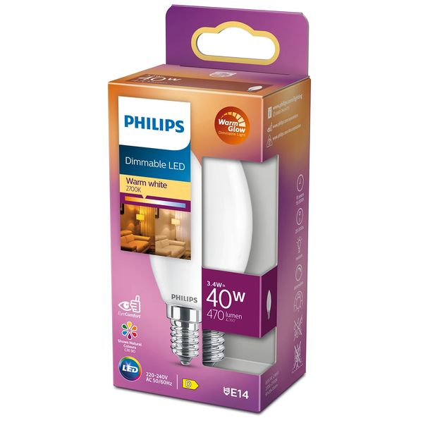 Philips Lighting LED kaarslamp E14 B35 3,4W-40W Dimbaar warmwit  