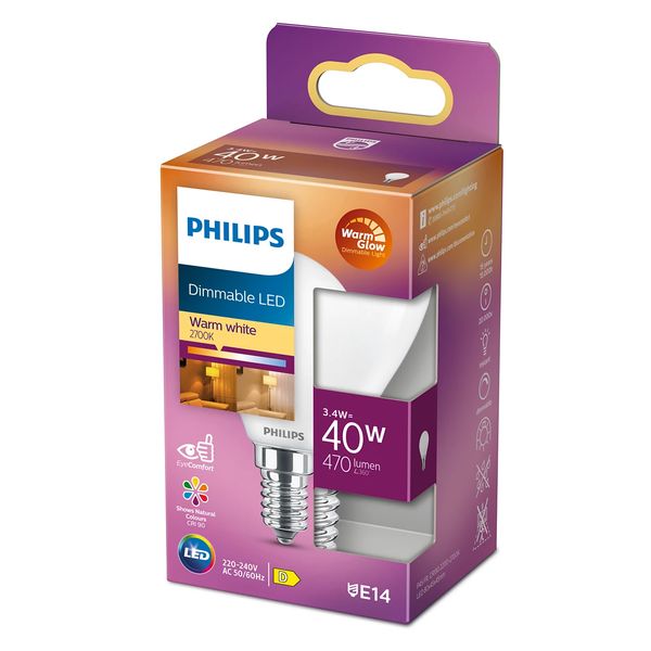 Philips Lighting LED kogellamp E14 P45 3,4W-40W Dimbaar warmwit  