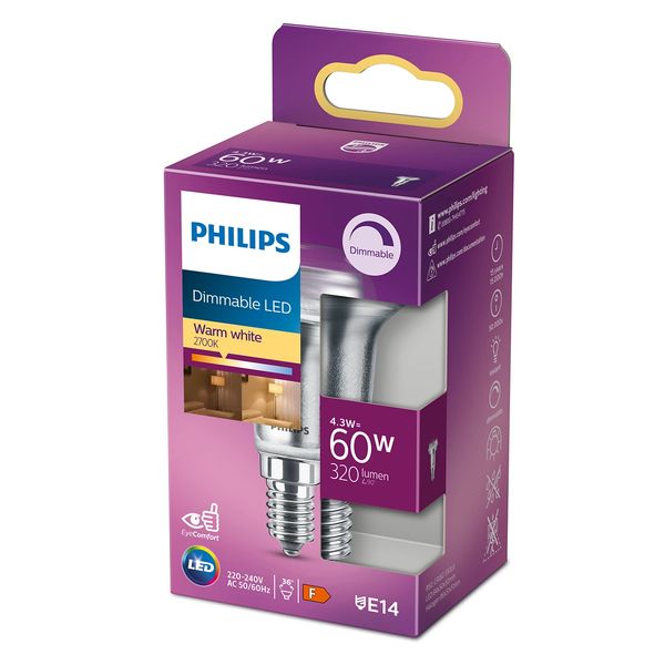 Philips Lighting LED-reflector E14 R50 4,3W-60W Warmwit Dimbaar