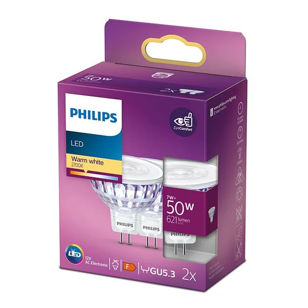 Philips Lighting LED-spot GU5.3 7W-50W Warmwit (2pcs)       