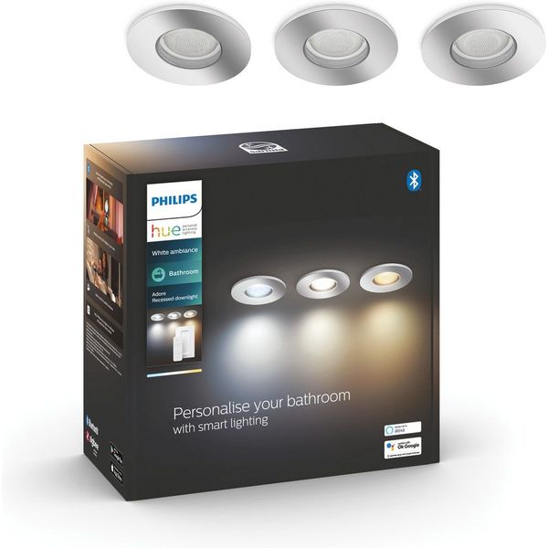 Philips Lighting Adore Hue White ambiance badkamer inbouwdownlight (3-pack) 3x5W 230V Chrome