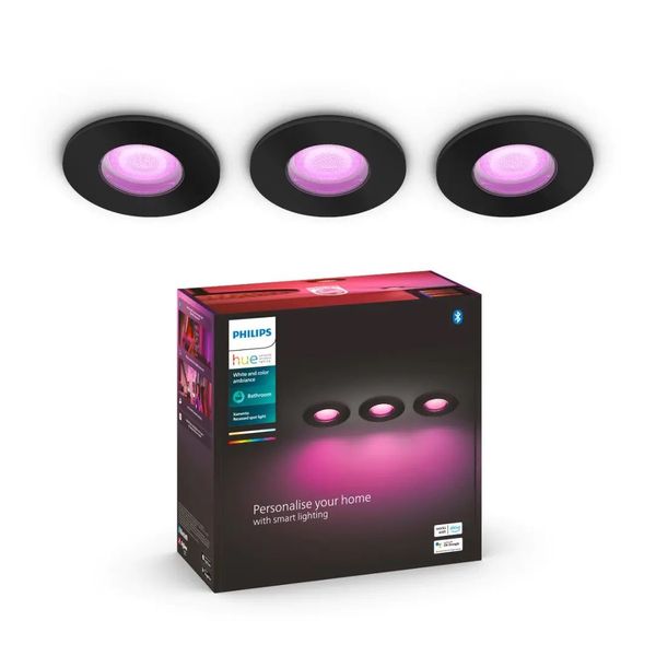 Philips Lighting Xamento Hue White and Color Ambiance 3-pack inbouwspot 3x5.7W Black