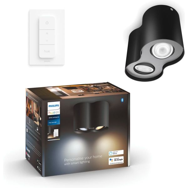 Philips Lighting Pillar Hue White Ambiance 2-licht spotbalk 2x5W 230V black