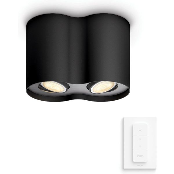 Philips Lighting Pillar Hue White Ambiance 2-licht spotbalk 2x5W 230V black